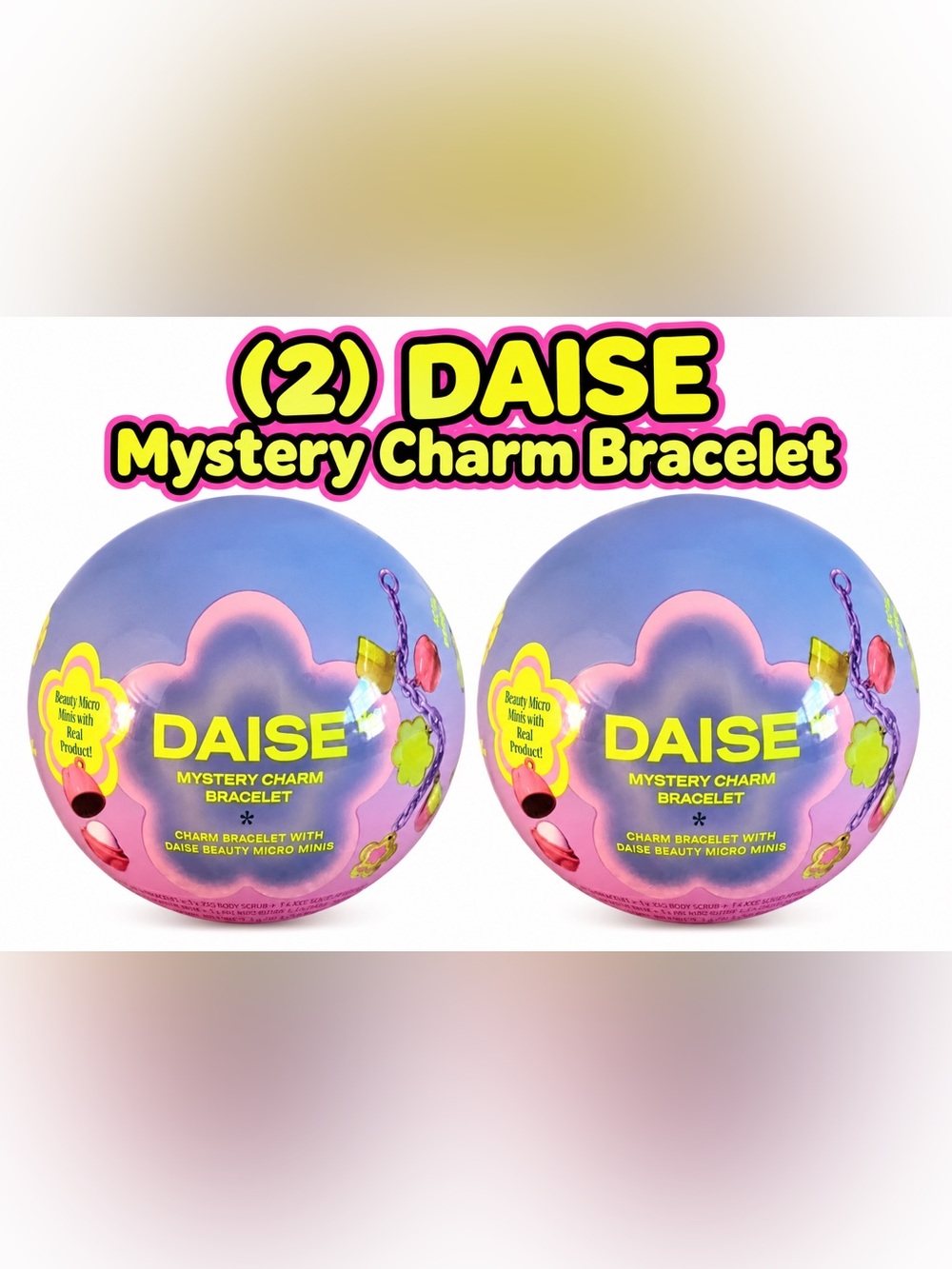 (2) NEW DAISE Mystery Charm Bracelet with Real Beauty Micro Minis